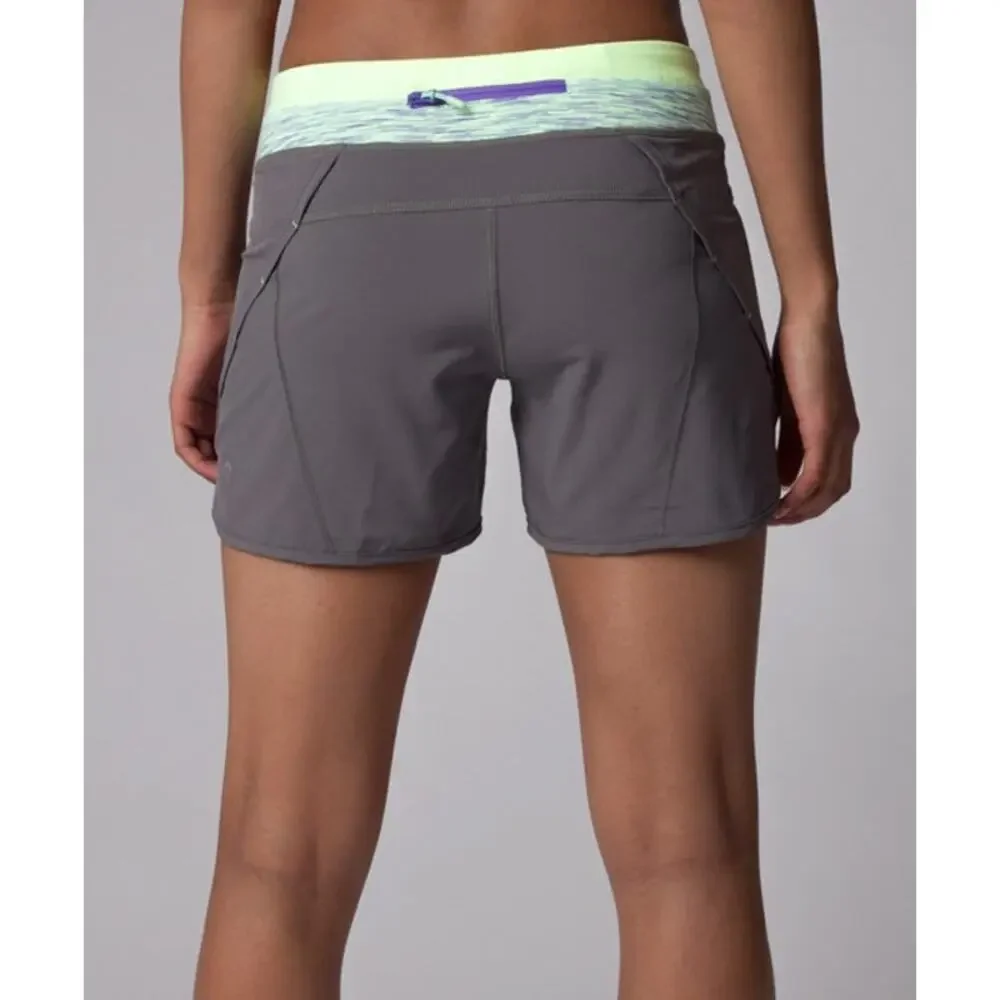 Lululemon Ivivva Slate & Faded Zap Fresh Teal Relay Racer Shorts Swift